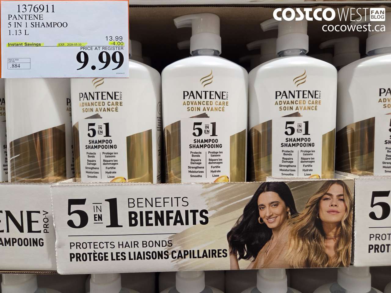 1376911 PANTENE 5 IN 1 SHAMPOO 1.13 L ($4.00 INSTANT SAVINGS EXPIRES ON 2026-05-10) $9.99