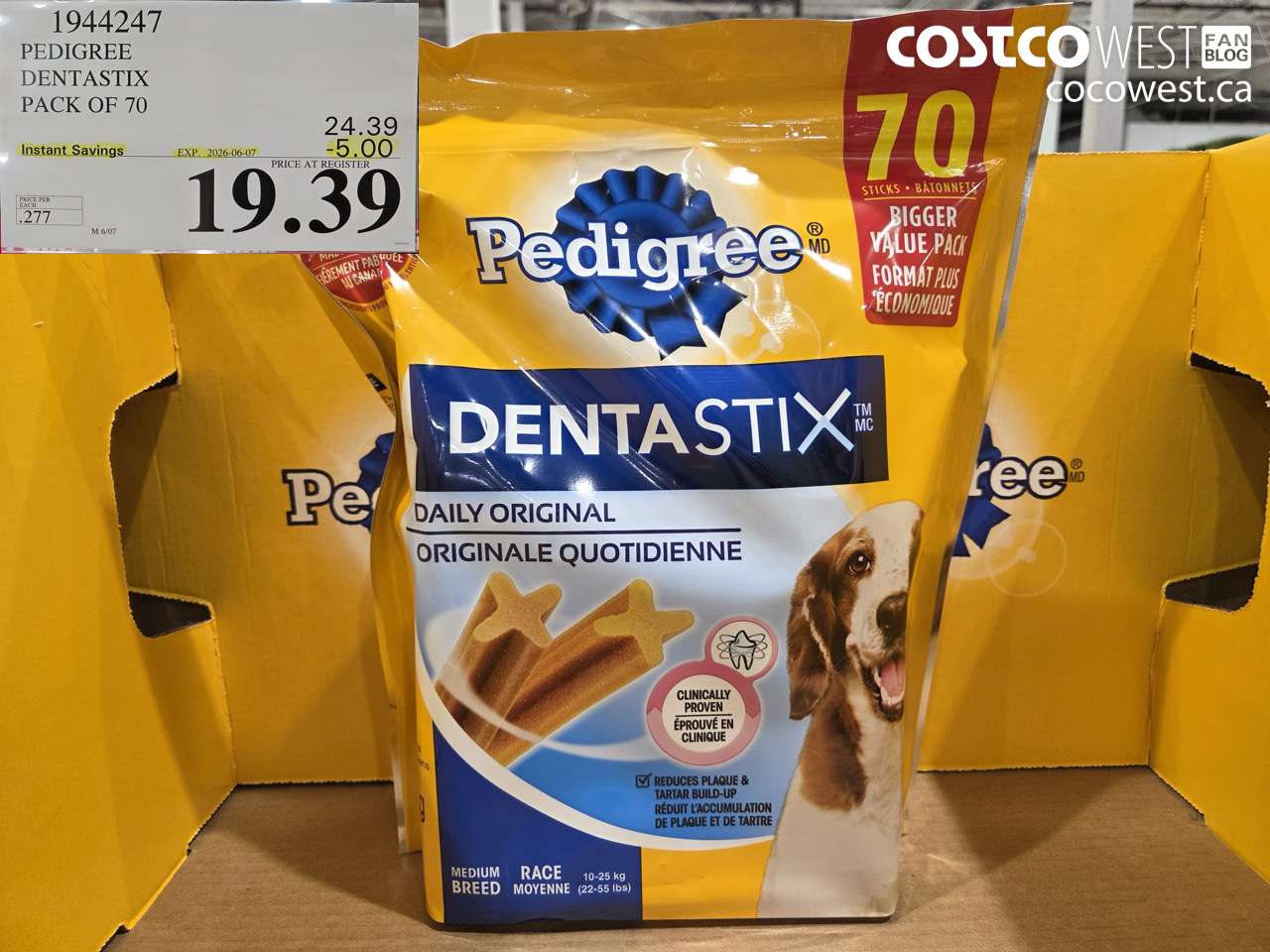 1944247 PEDIGREE DENTASTIX PACK OF 70 ($5.00 INSTANT SAVINGS EXPIRES ON 2026-06-07) $19.39