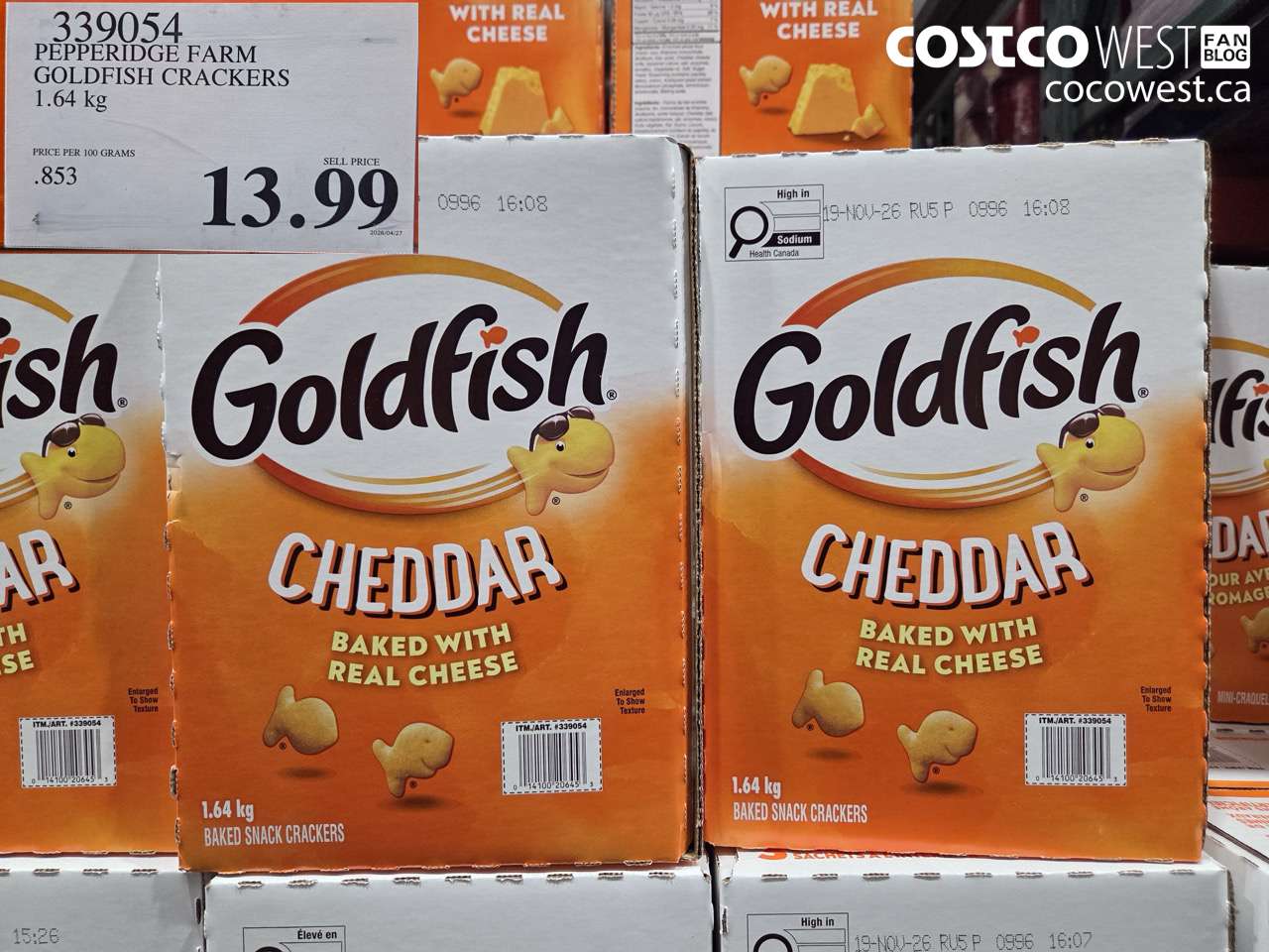 339054 PEPPERIDGE FARM GOLDFISH CRACKERS 1.64 KG $13.99