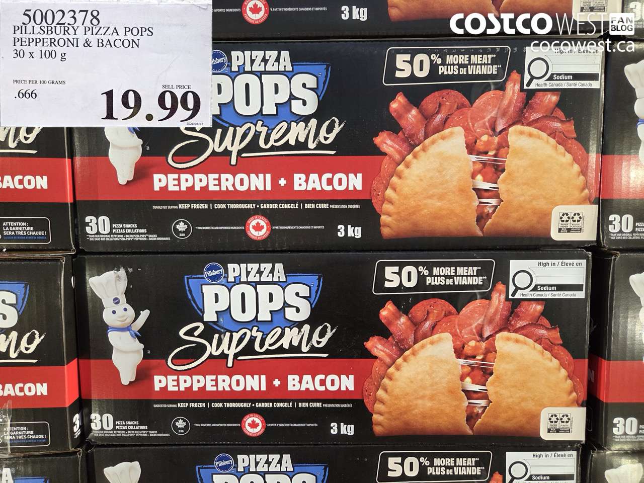 5002378 PILLSBURY PIZZA POPS PEPPERONI & BACON 30 X 100 G $19.99