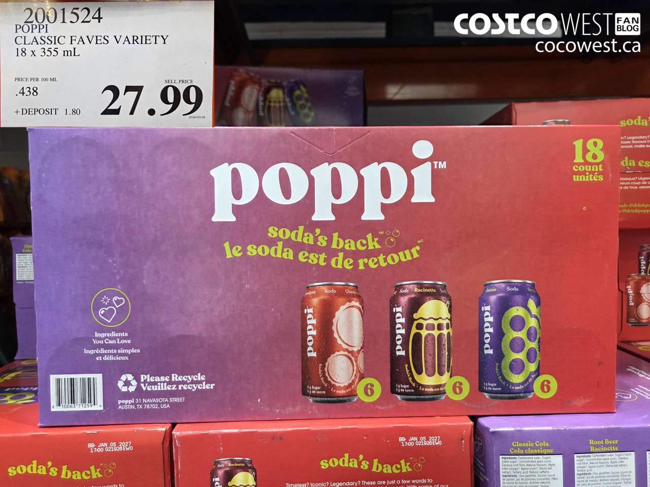 2001524 POPPI CLASSIC FAVES VARIETY 18 X 355 ML $27.99