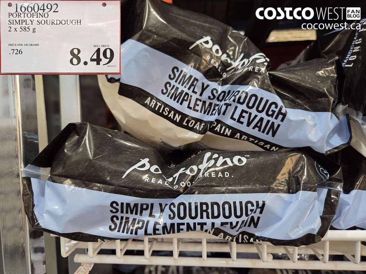 1660492 PORTOFINO SIMPLY SOURDOUGH 2 X 585 G $8.49