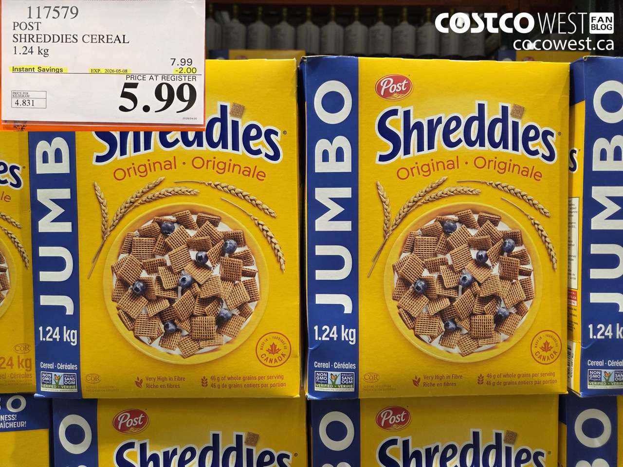 117579 POST SHREDDIES CEREAL 1.24 KG ($2.00 INSTANT SAVINGS EXPIRES ON 2026-05-08) $5.99