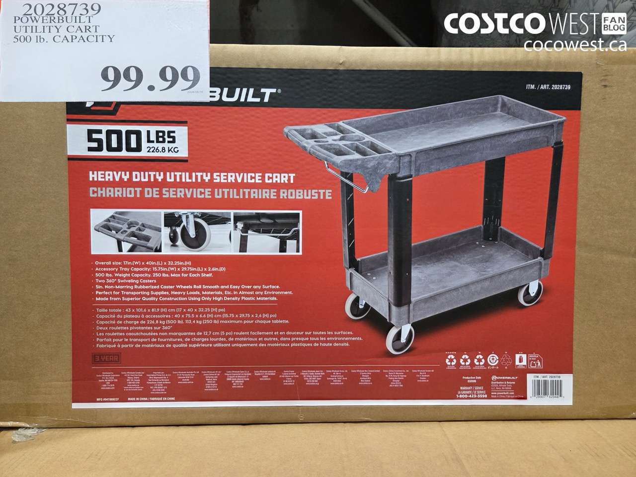 2028739 POWERBUILT UTILITY CART 500 LB. CAPACITY $99.99
