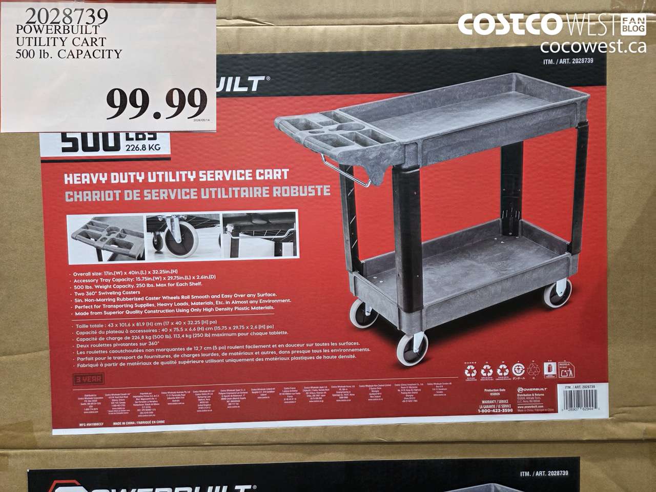 2028739 POWERBUILT UTILITY CART 500 LB. CAPACITY $99.99