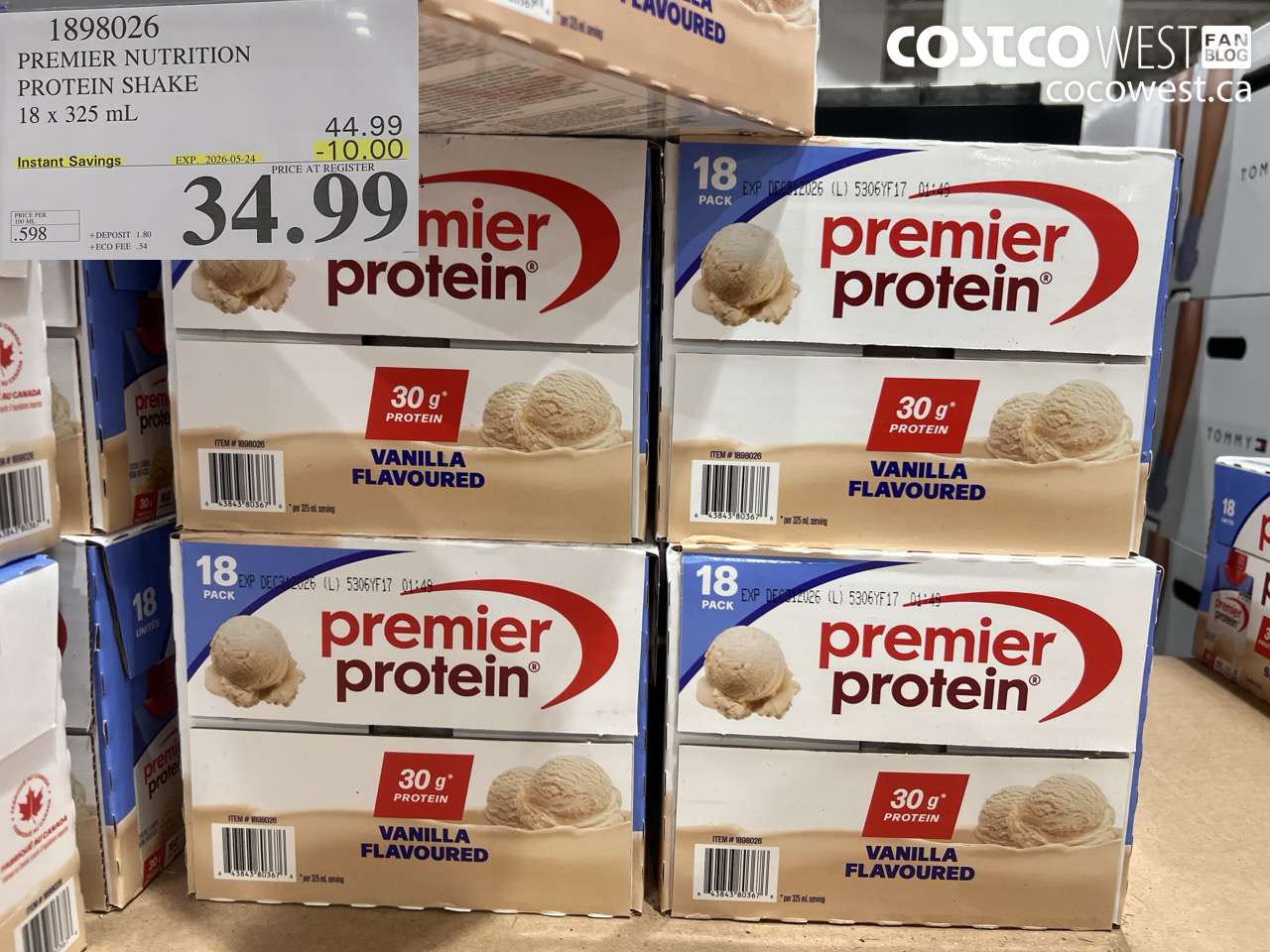 1898026 PREMIER NUTRITION PROTEIN SHAKE 18 X 325 ML ($10.00 INSTANT SAVINGS EXPIRES ON 2026-05-24) $34.99