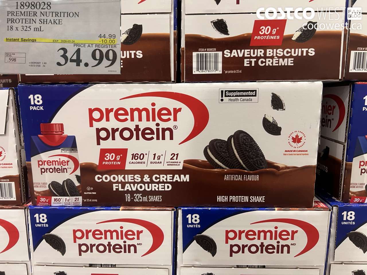1898028 PREMIER NUTRITION PROTEIN SHAKE 18 X 325 ML ($10.00 INSTANT SAVINGS EXPIRES ON 2026-05-24) $34.99