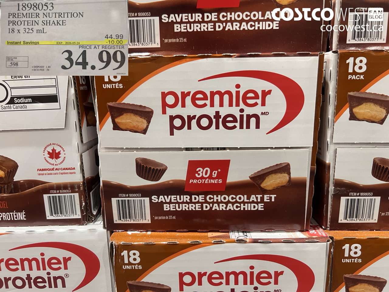 1898053 PREMIER NUTRITION PROTEIN SHAKE 18 X 325 ML ($10.00 INSTANT SAVINGS EXPIRES ON 2026-05-24) $34.99