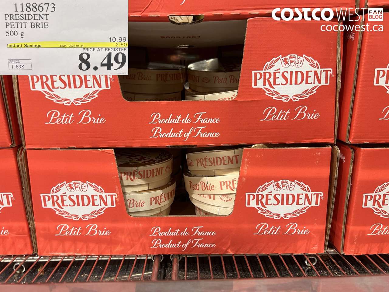 1188673 PRESIDENT PETIT BRIE 500 G ($2.50 INSTANT SAVINGS EXPIRES ON 2026-05-24) $8.49