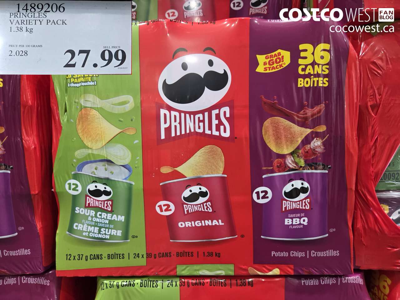 1489206 PRINGLES VARIETY PACK 1.38 KG $27.99
