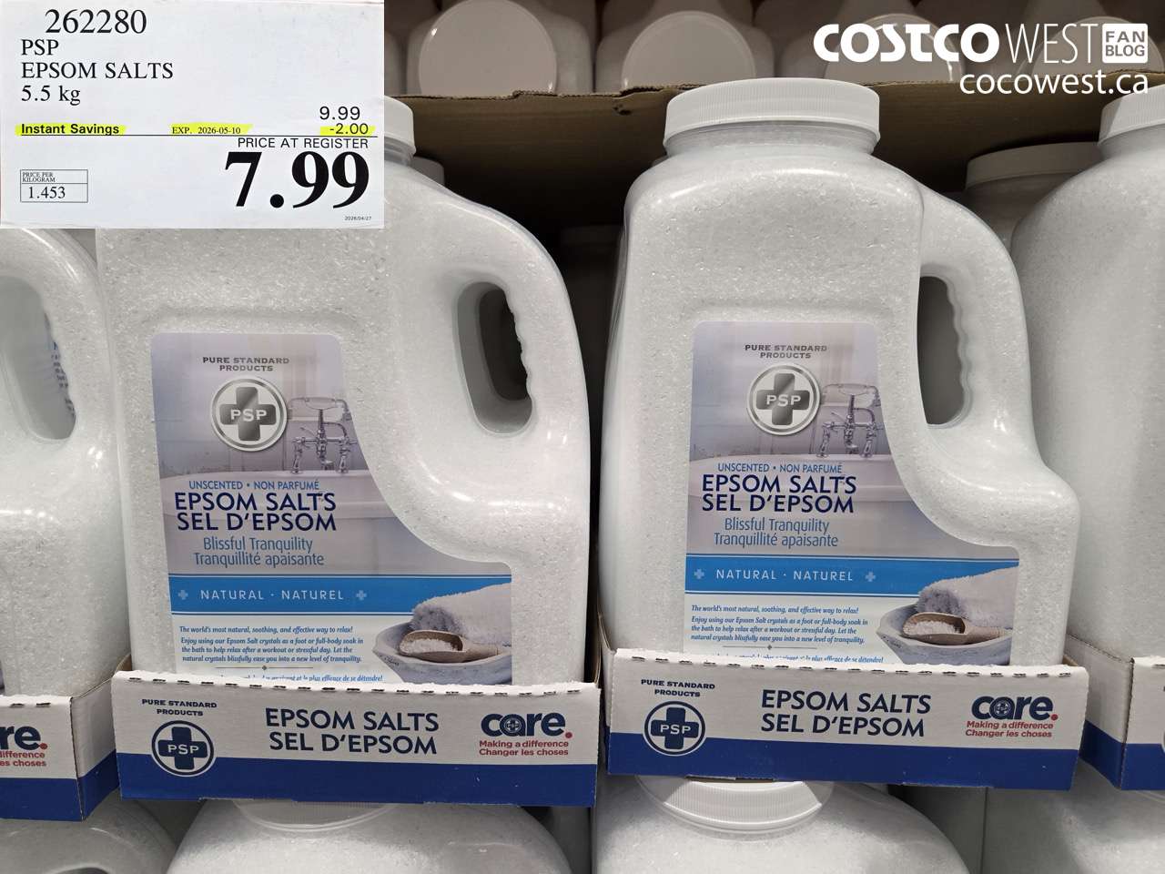 262280 PSP EPSOM SALTS 5.5 KG ($2.00 INSTANT SAVINGS EXPIRES ON 2026-05-10) $7.99