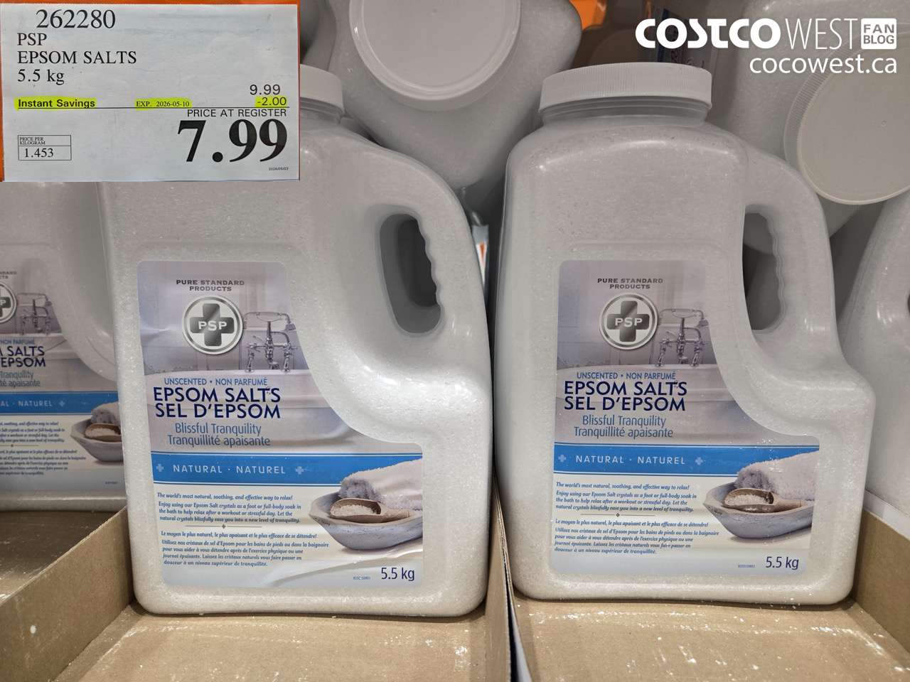 262280 PSP EPSOM SALTS 5.5 KG ($2.00 INSTANT SAVINGS EXPIRES ON 2026-05-10) $7.99
