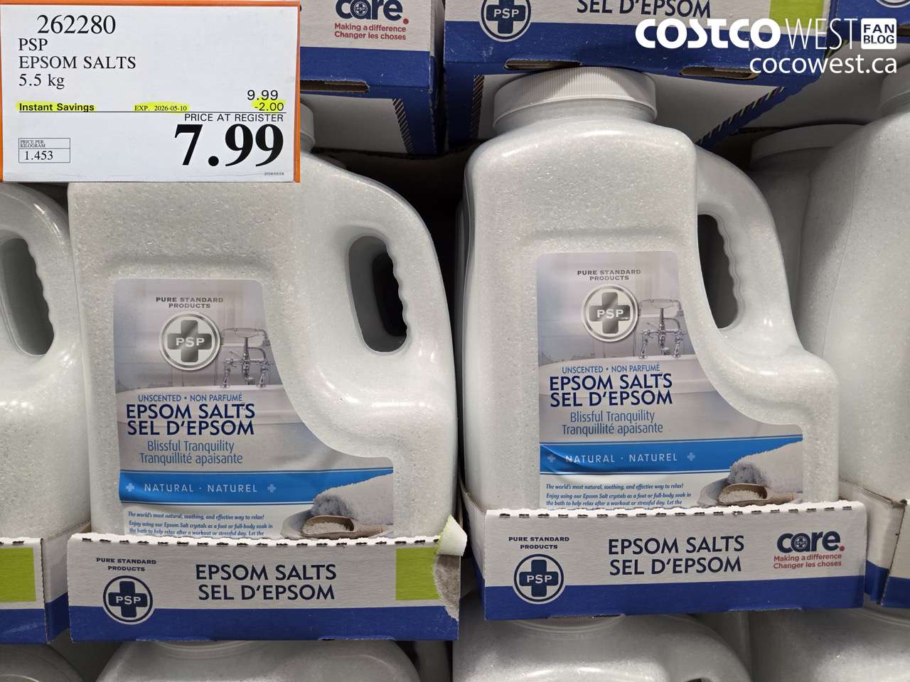 262280 PSP EPSOM SALTS 5.5 KG ($2.00 INSTANT SAVINGS EXPIRES ON 2026-05-10) $7.99
