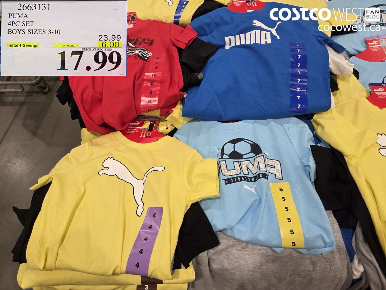 2663131 PUMA 4PC SET BOYS SIZES 3-10 ($6.00 INSTANT SAVINGS EXPIRES ON 2026-06-07) $17.99