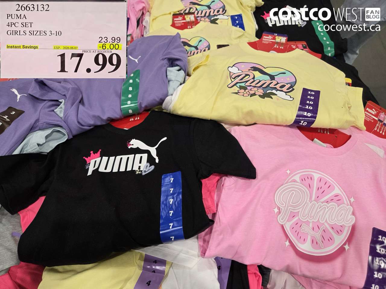 2663132 PUMA 4PC SET GIRLS SIZES 3-10 ($6.00 INSTANT SAVINGS EXPIRES ON 2026-06-07) $17.99
