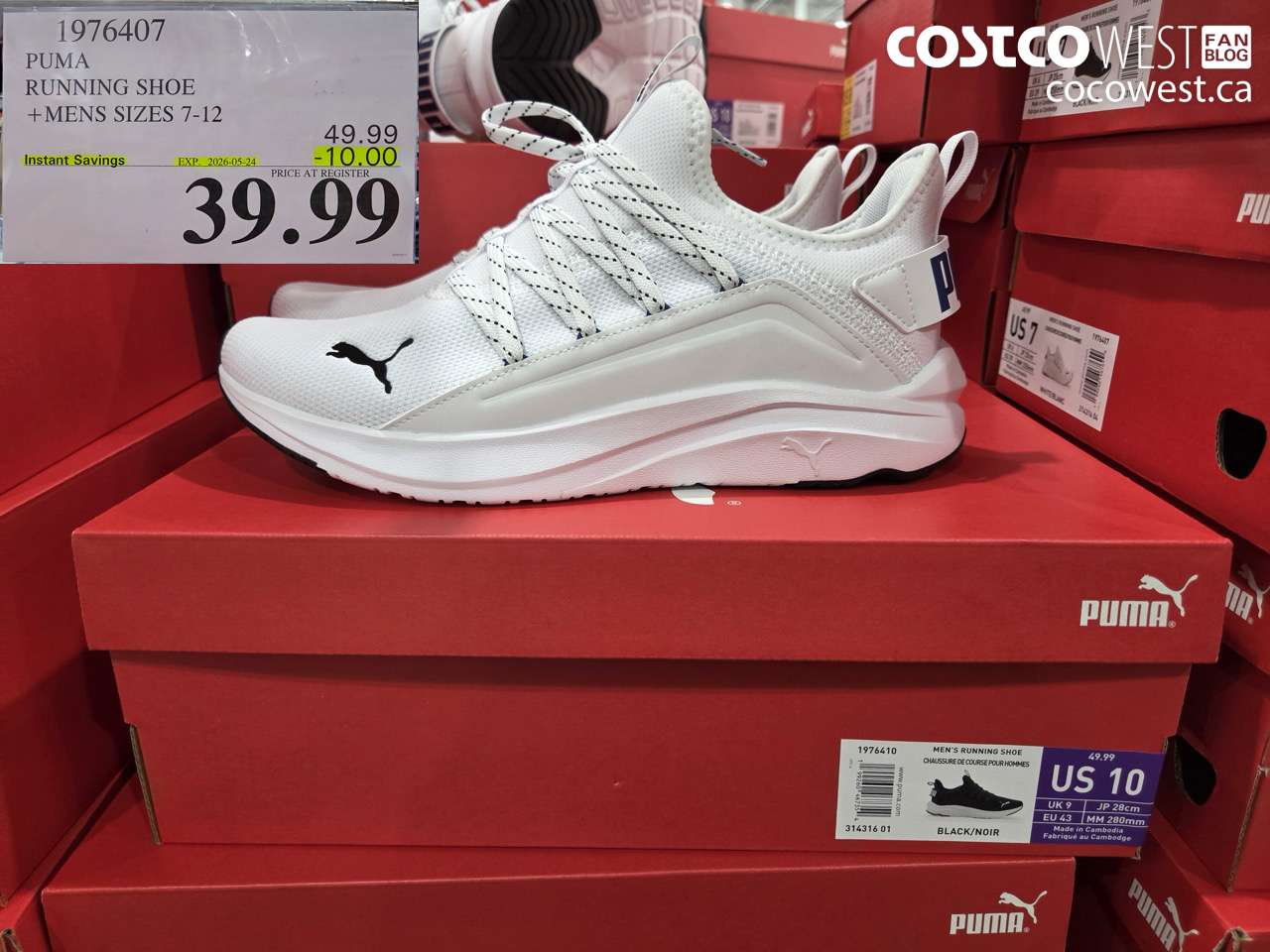 1976407 PUMA RUNNING SHOE MENS SIZES 7-12 ($10.00 INSTANT SAVINGS EXPIRES ON 2026-05-24) $39.99