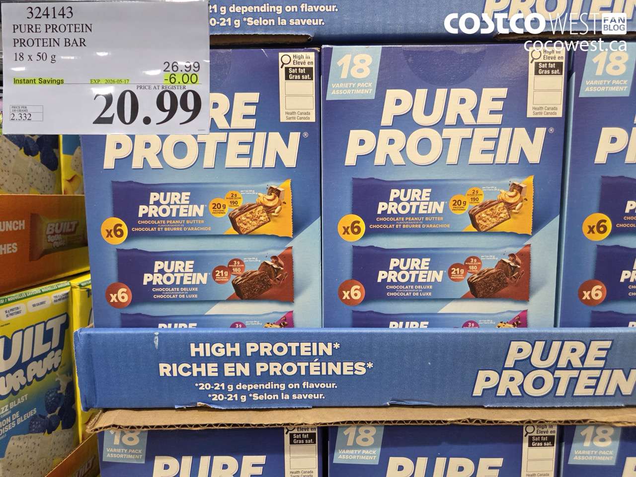 324143 PURE PROTEIN PROTEIN BAR 18 X 50 G ($6.00 INSTANT SAVINGS EXPIRES ON 2026-05-17) $20.99