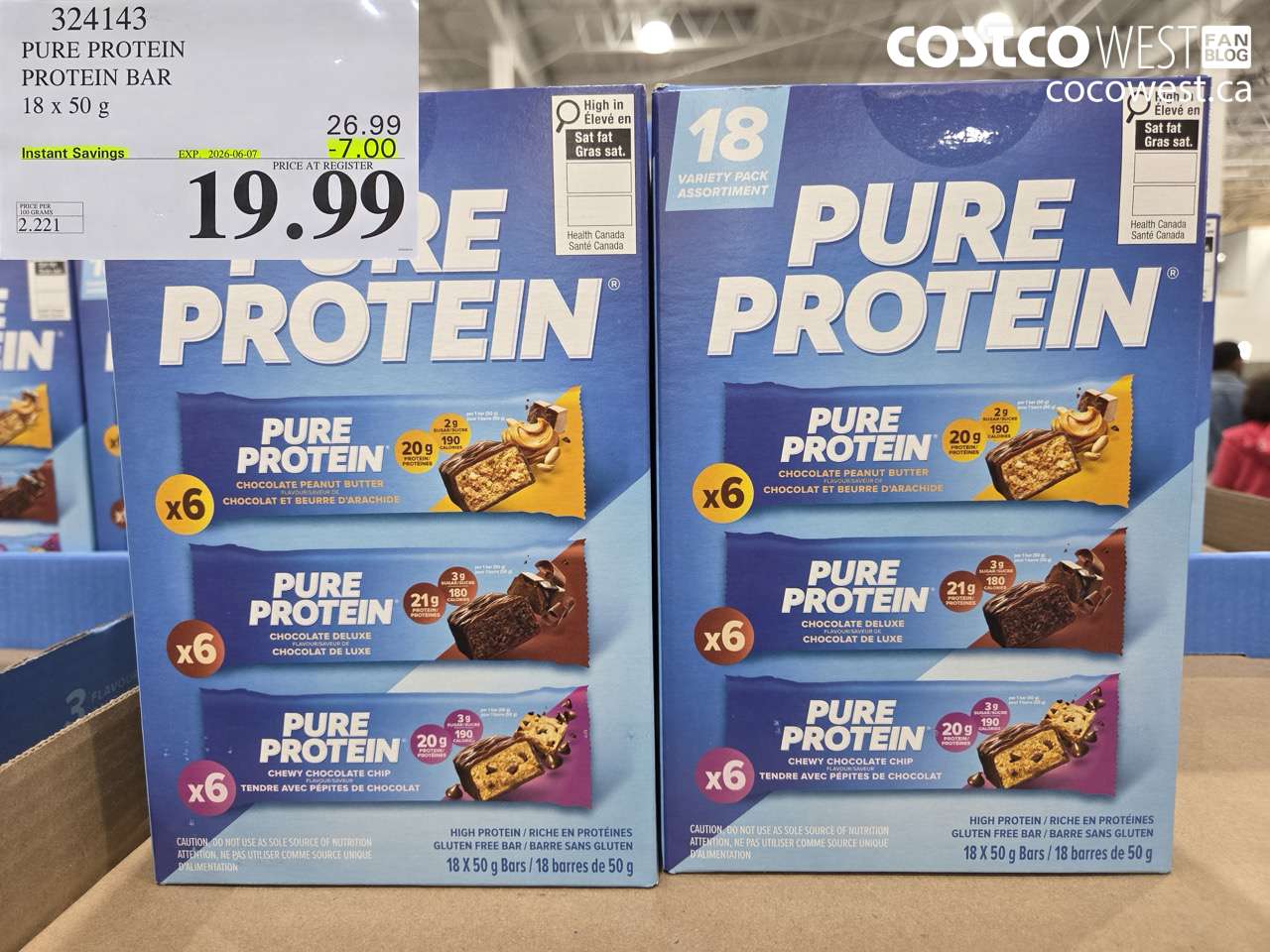 324143 PURE PROTEIN PROTEIN BAR 18 X 50 G ($7.00 INSTANT SAVINGS EXPIRES ON 2026-06-07) $19.99
