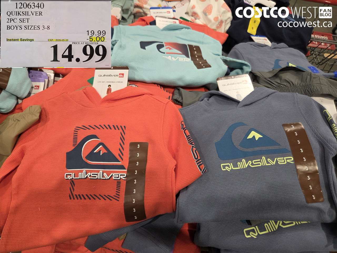 1206340 QUIKSILVER 2PC SET BOYS SIZES 3-8 ($5.00 INSTANT SAVINGS EXPIRES ON 2026-05-10) $14.99