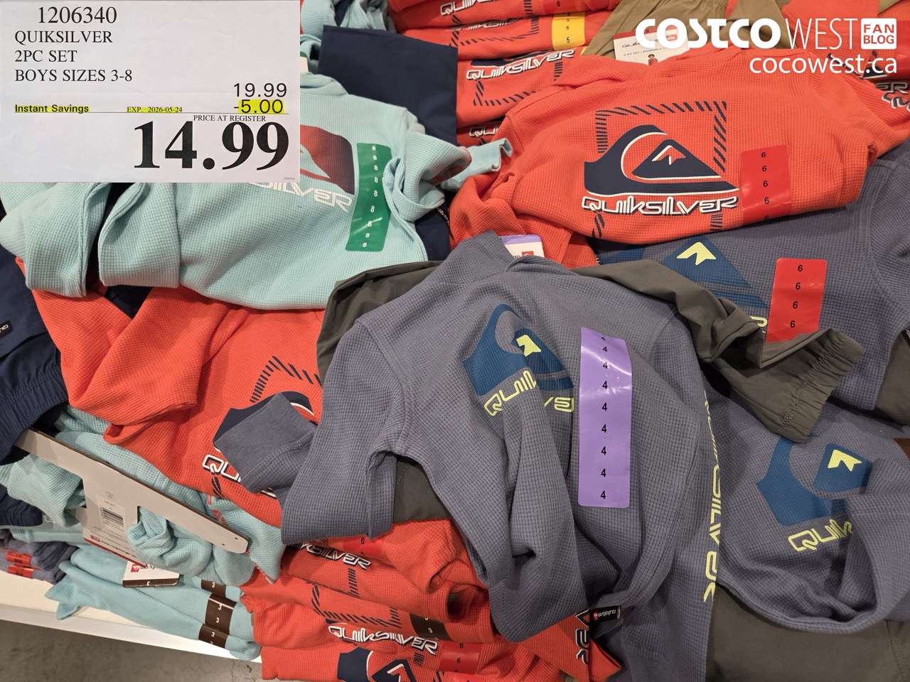 1206340 QUIKSILVER 2PC SET BOYS SIZES 3-8 ($5.00 INSTANT SAVINGS EXPIRES ON 2026-05-24) $14.99