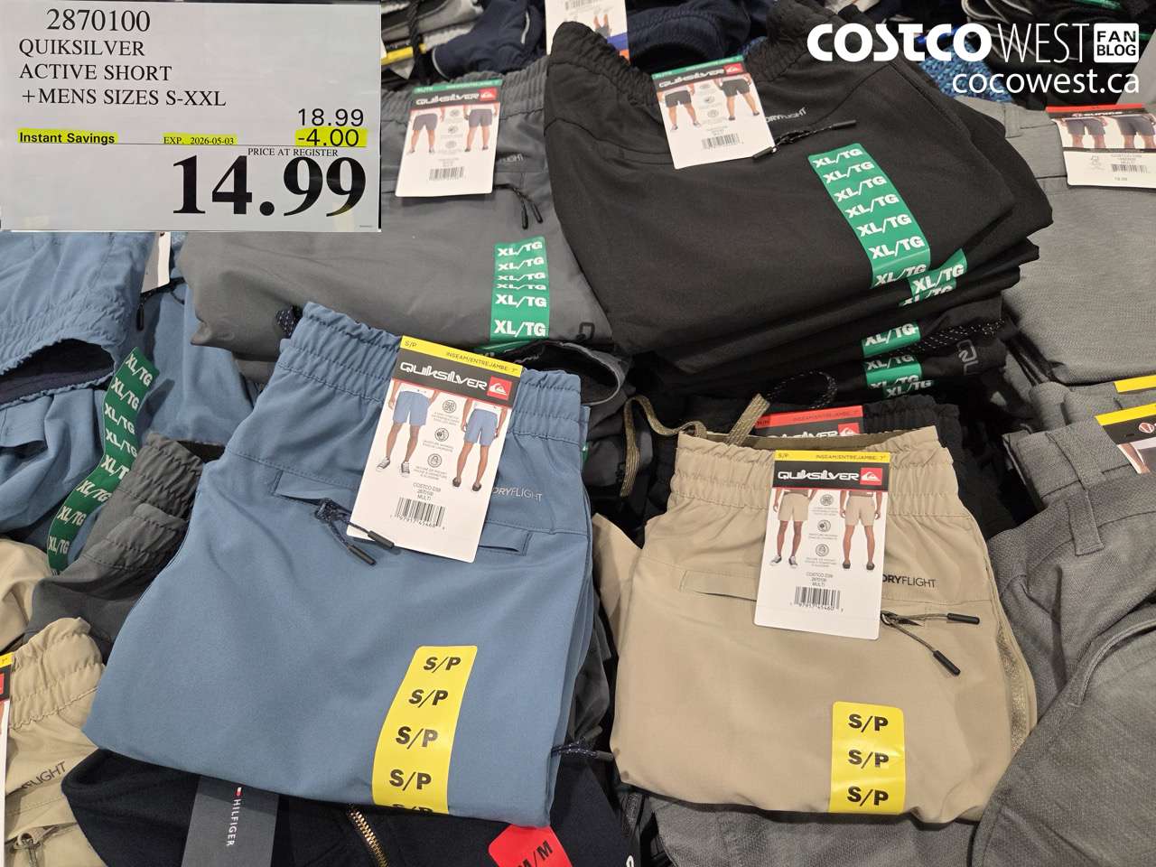 2870100 QUIKSILVER ACTIVE SHORT +MENS SIZES S-XXL ($4.00 INSTANT SAVINGS EXPIRES ON 2026-05-03) $14.99