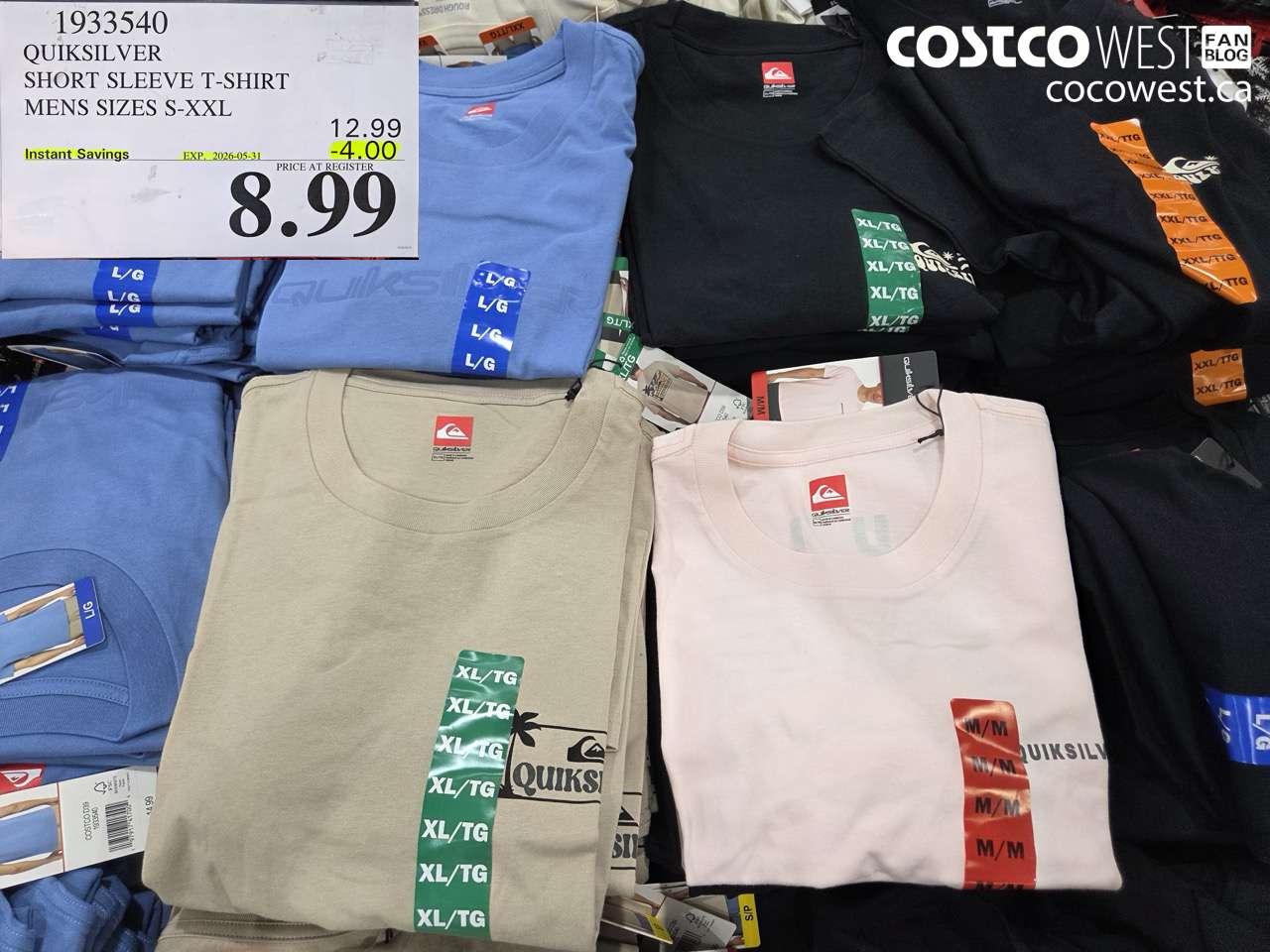 1933540 QUIKSILVER SHORT SLEEVE T-SHIRT MENS SIZES S-XXL ($4.00 INSTANT SAVINGS EXPIRES ON 2026-05-31) $8.99