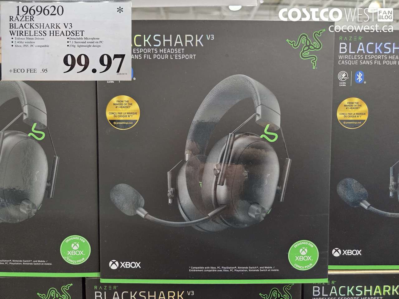 1969620 RAZER BLACKSHARK V3 WIRELESS HEADSET $99.97