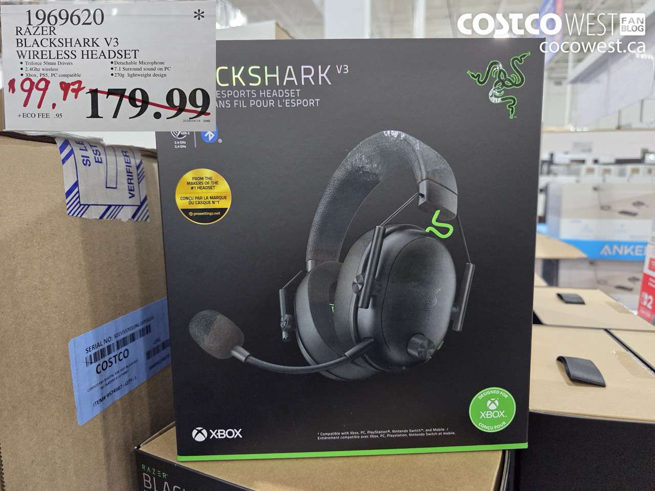 1969620 RAZER BLACKSHARK V3 WIRELESS HEADSET $99.97