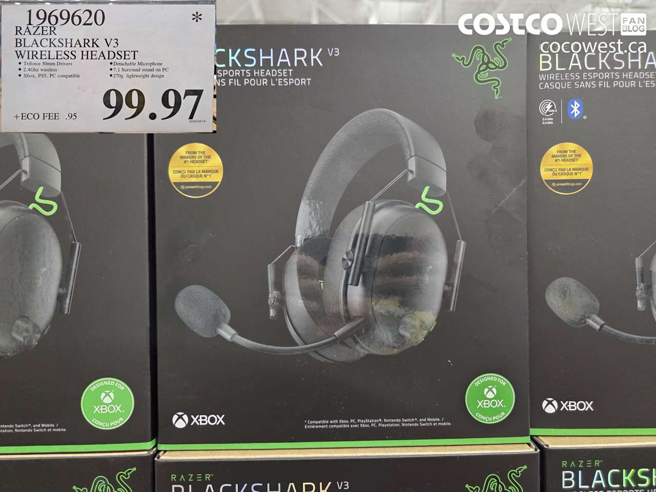 1969620 RAZER BLACKSHARK V3 WIRELESS HEADSET $99.97