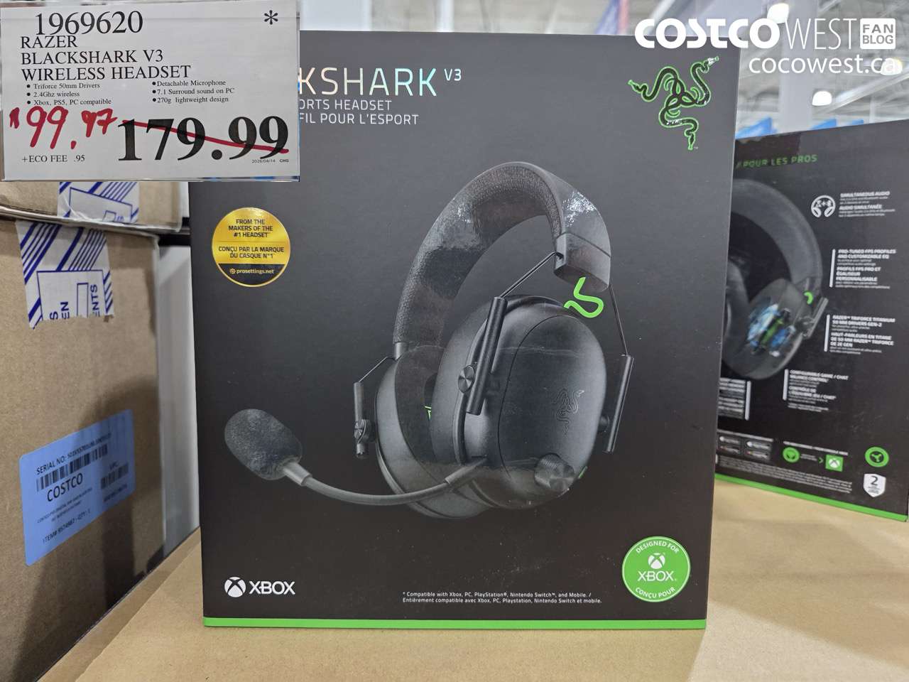 1969620 RAZER BLACKSHARK V3 WIRELESS HEADSET $99.97