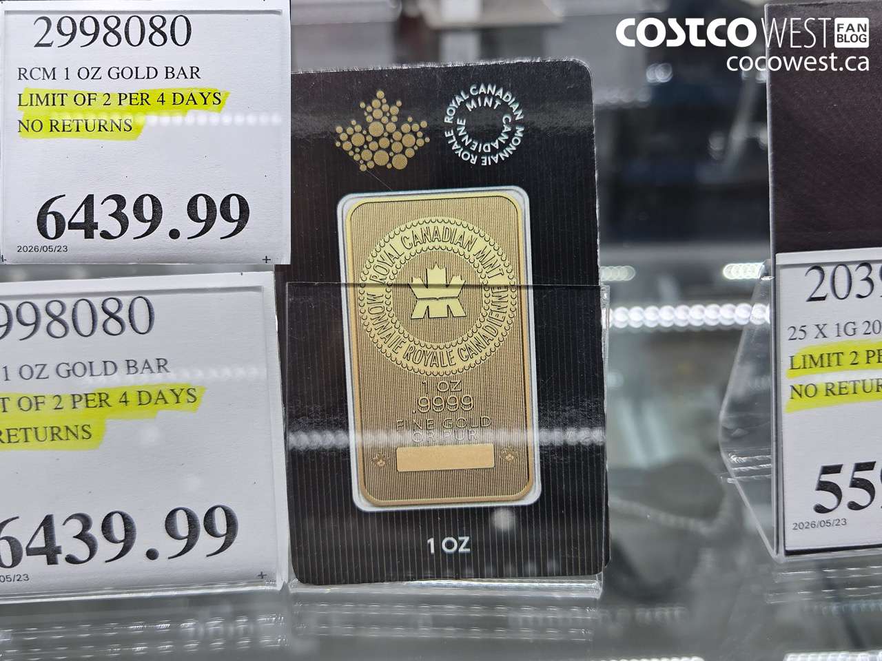 2998080 RCM 1 OZ GOLD BAR LIMIT OF 2 PER 4 DAYS NO RETURNS $6439.99