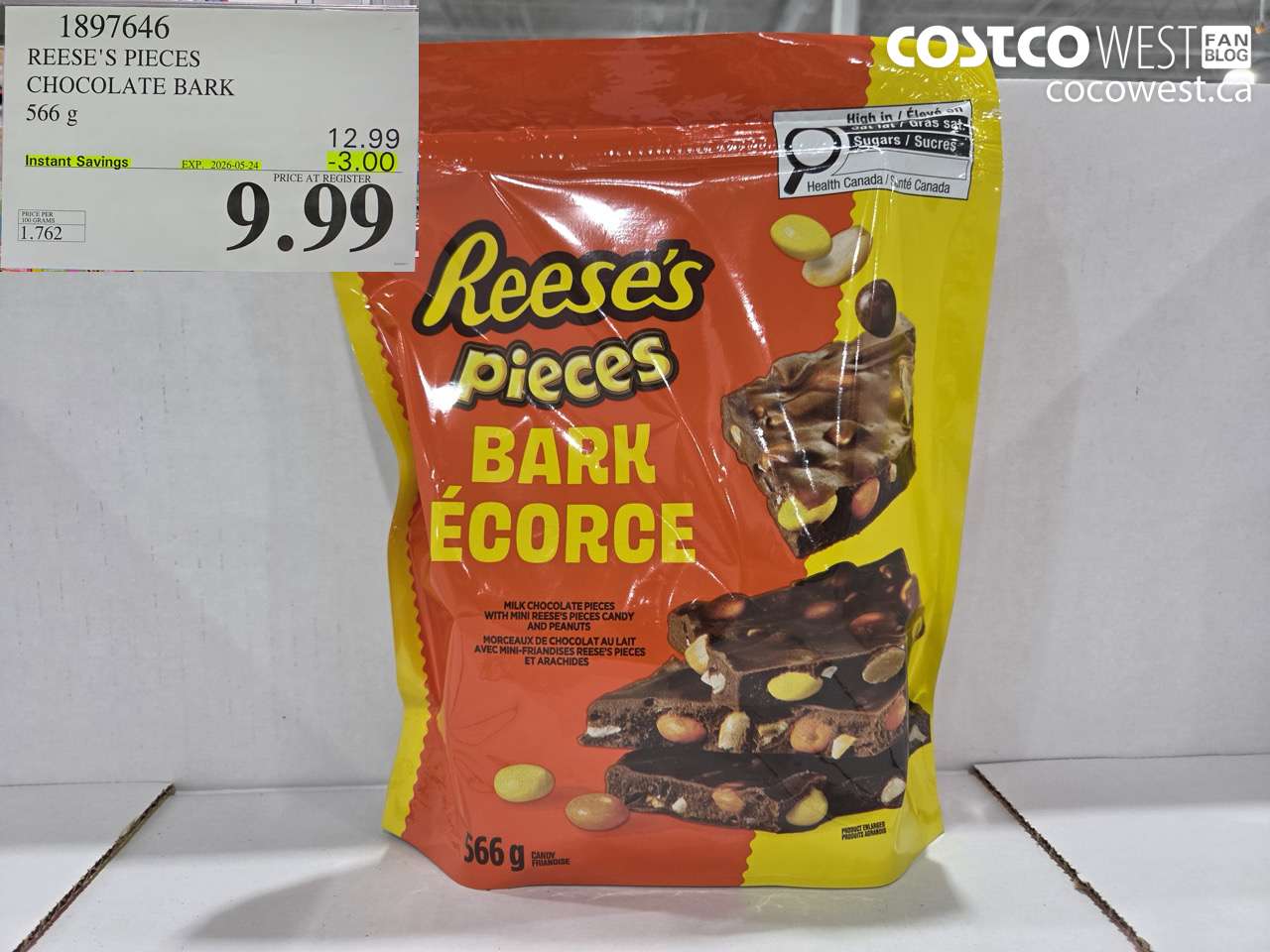 1897646 REESE'S PIECES CHOCOLATE BARK 566 G ($3.00 INSTANT SAVINGS EXPIRES ON 2026-05-24) $9.99