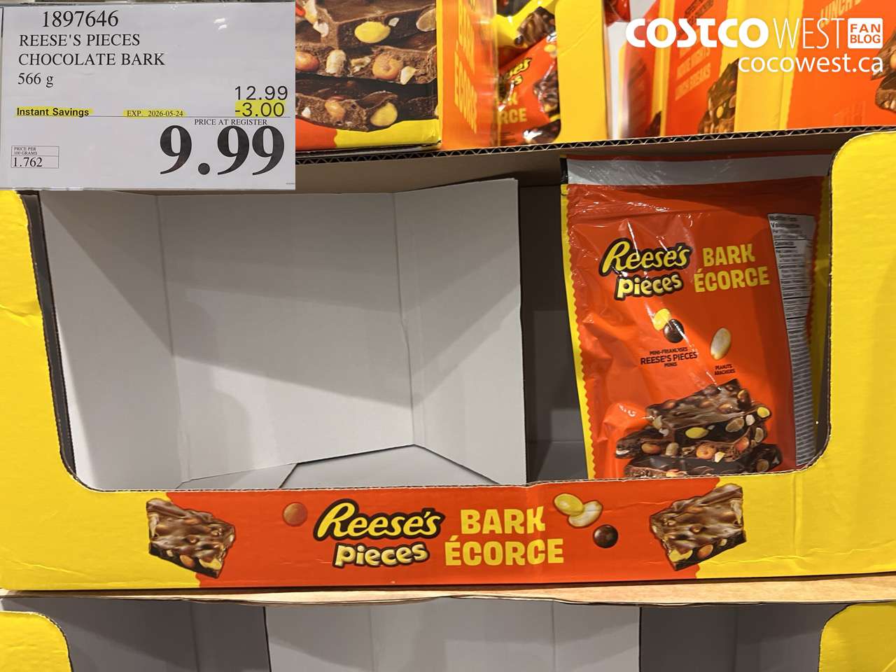 1897646 REESE'S PIECES CHOCOLATE BARK 566 G ($3.00 INSTANT SAVINGS EXPIRES ON 2026-05-24) $9.99