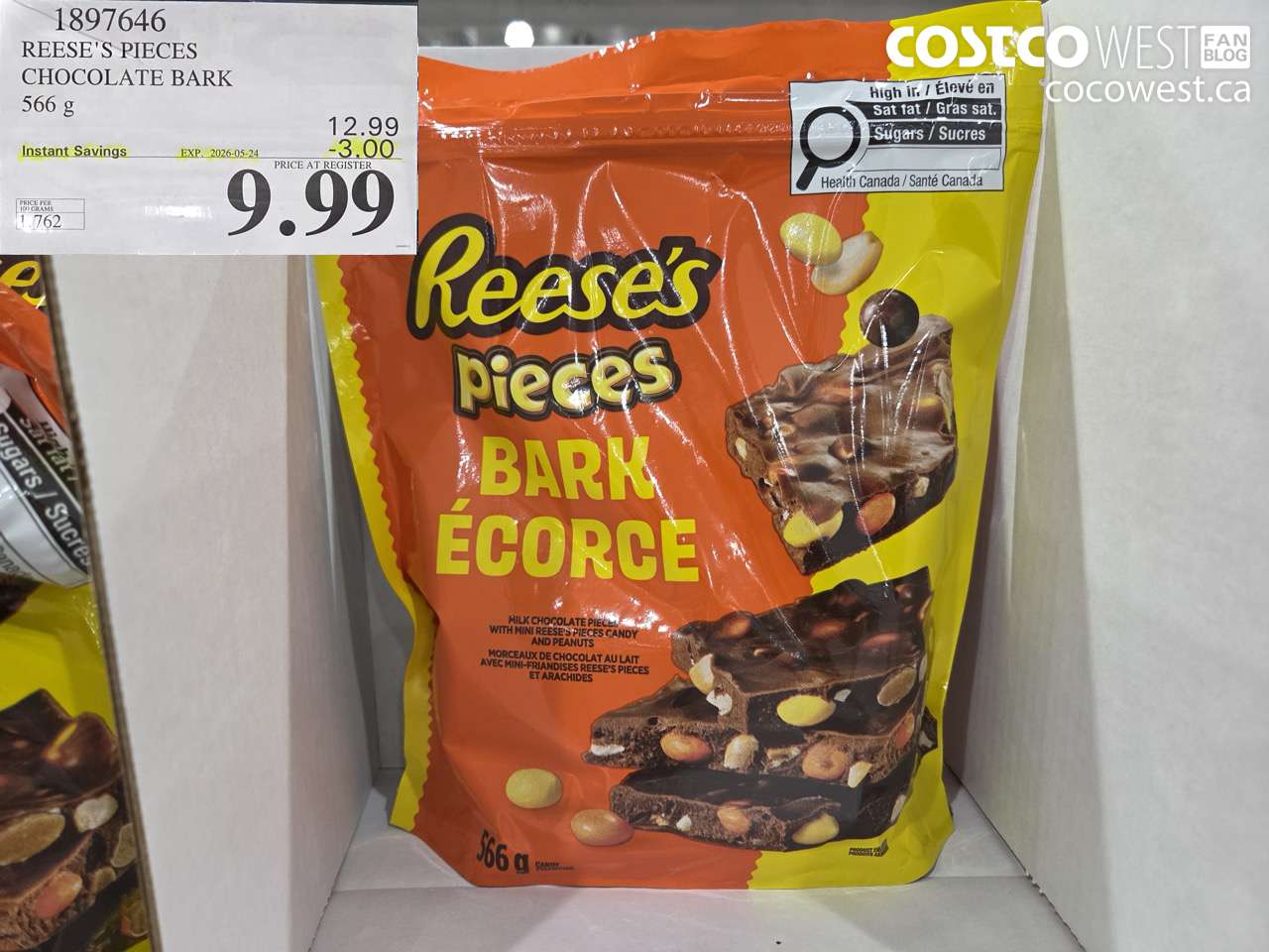 1897646 REESE'S PIECES CHOCOLATE BARK 566 G ($3.00 INSTANT SAVINGS EXPIRES ON 2026-05-24) $9.99
