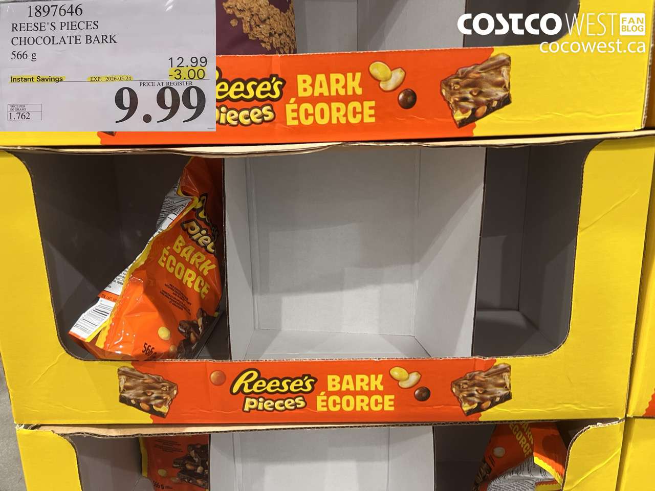 1897646 REESE'S PIECES CHOCOLATE BARK 566 G ($3.00 INSTANT SAVINGS EXPIRES ON 2026-05-24) $9.99
