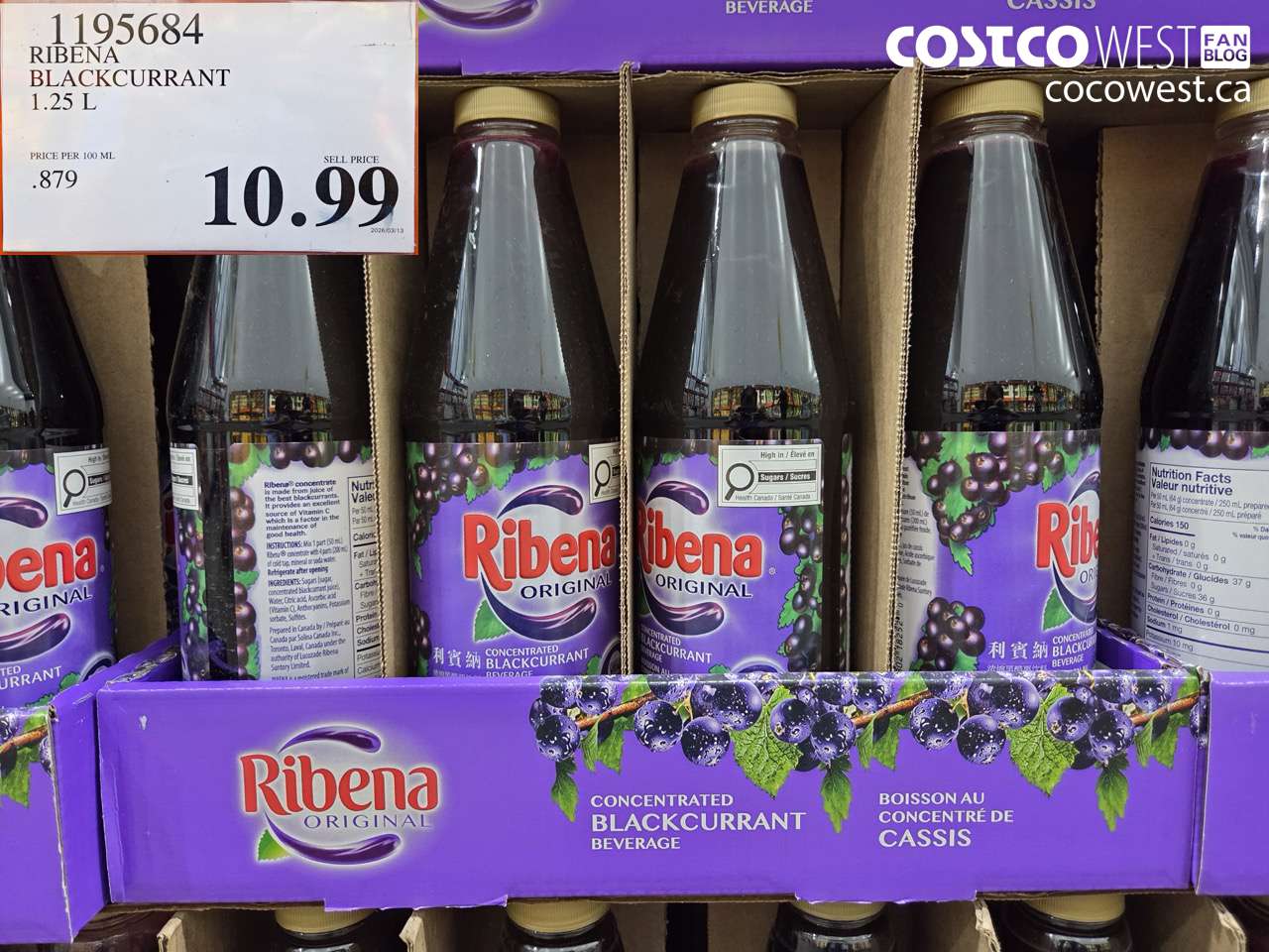 1195684 RIBENA BLACKCURRANT 1.25 L $10.99