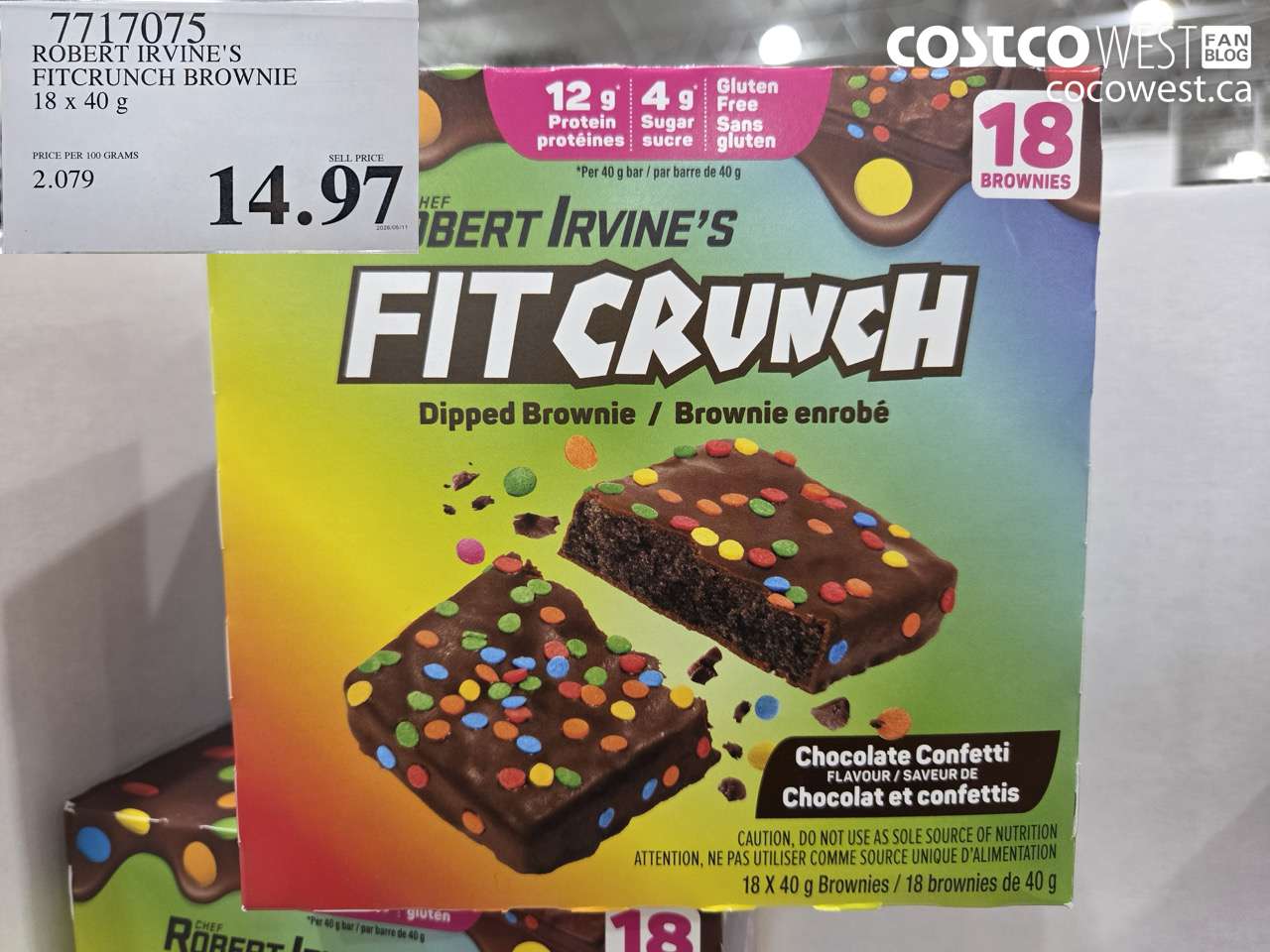7717075 ROBERT IRVINE'S FITCRUNCH BROWNIE 18 X 40 G $14.97