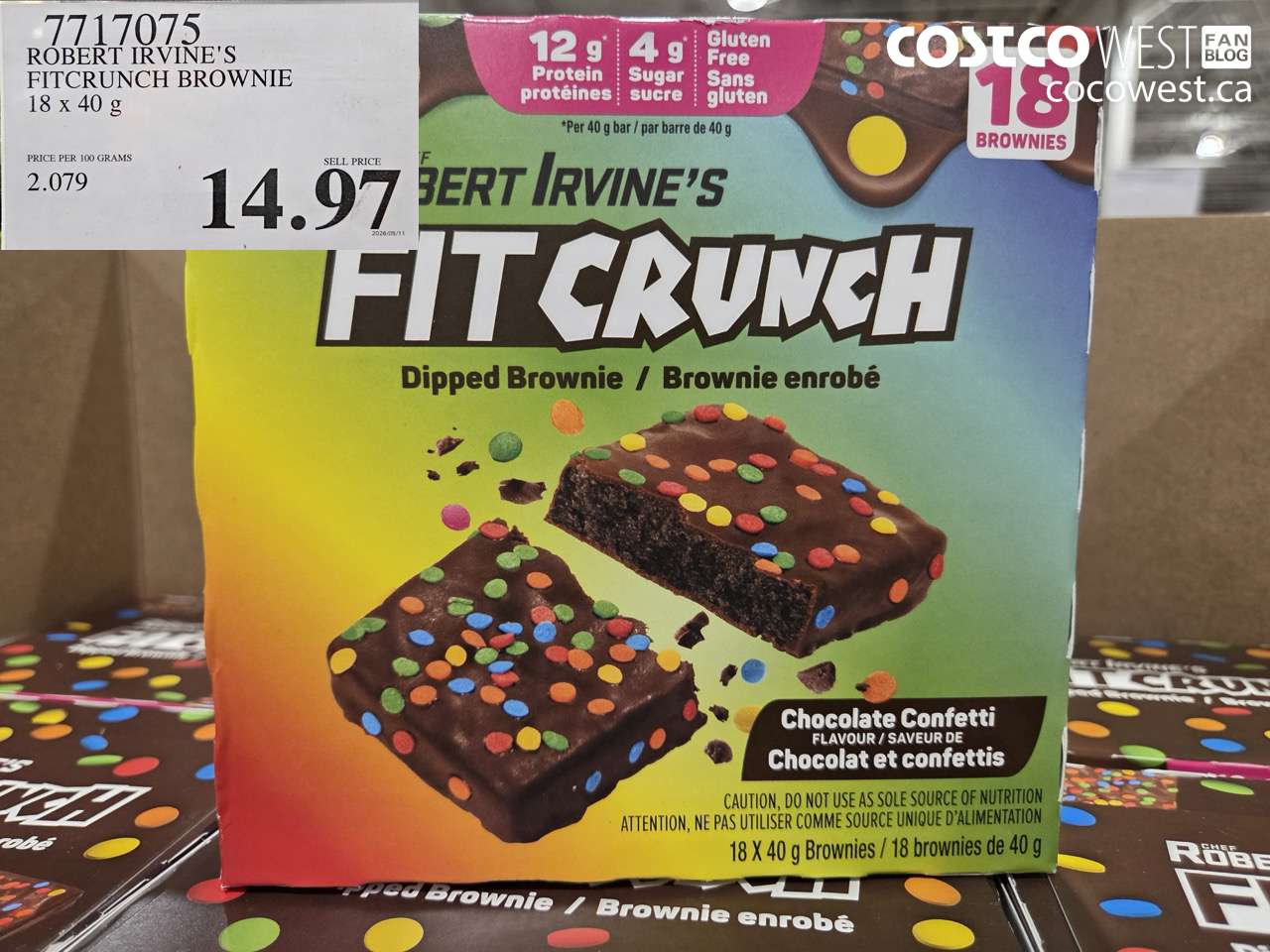 7717075 ROBERT IRVINE'S FITCRUNCH BROWNIE 18 X 40 G $14.97