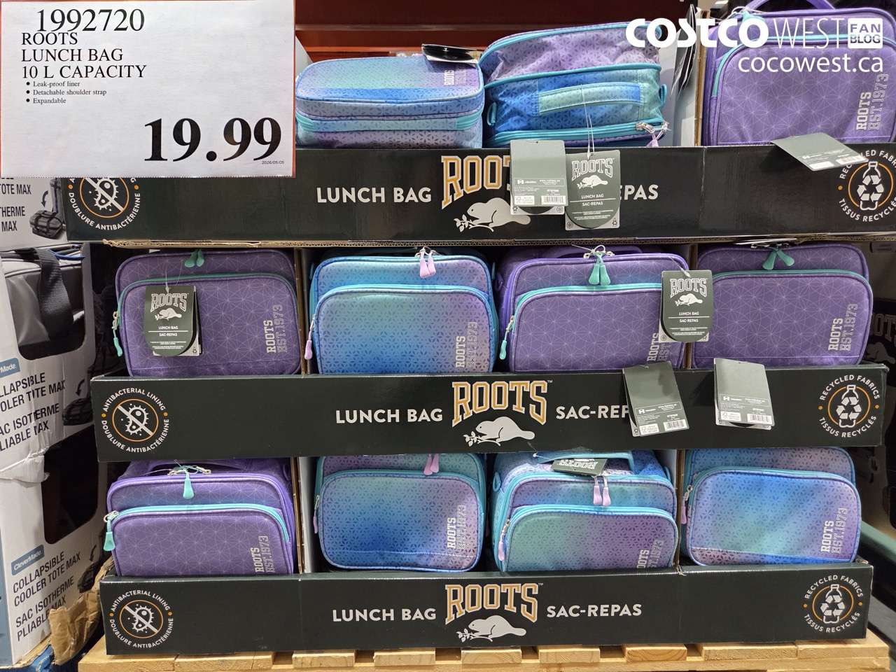 1992720 ROOTS LUNCH BAG 10 L CAPACITY $19.99