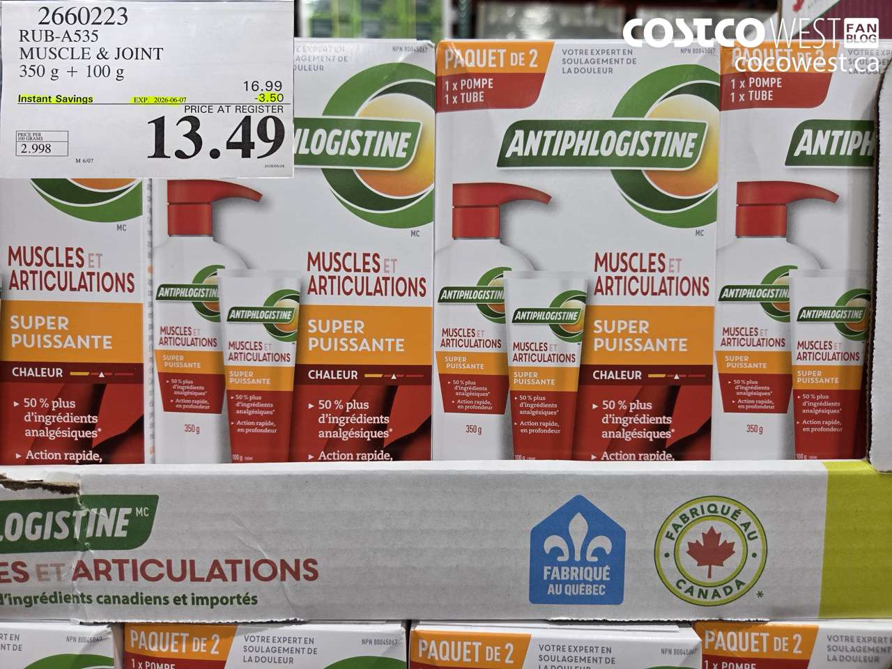 2660223 RUB-A535 MUSCLE & JOINT 350 G + 100 G ($3.50 INSTANT SAVINGS EXPIRES ON 2026-06-07) $13.49