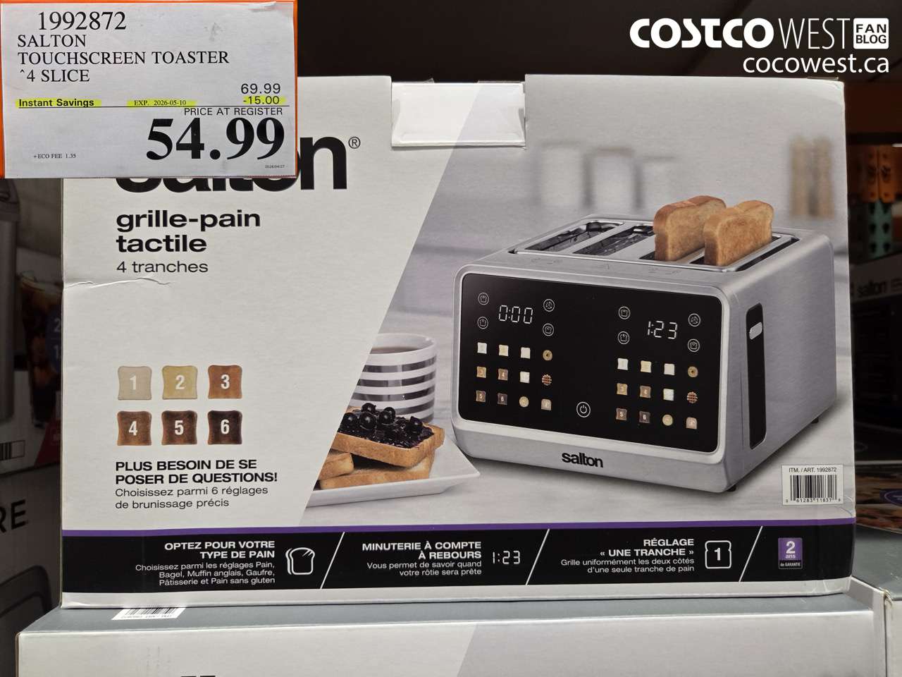 1992872 SALTON TOUCHSCREEN TOASTER 4 SLICE ($15.00 INSTANT SAVINGS EXPIRES ON 2026-05-10) $54.99