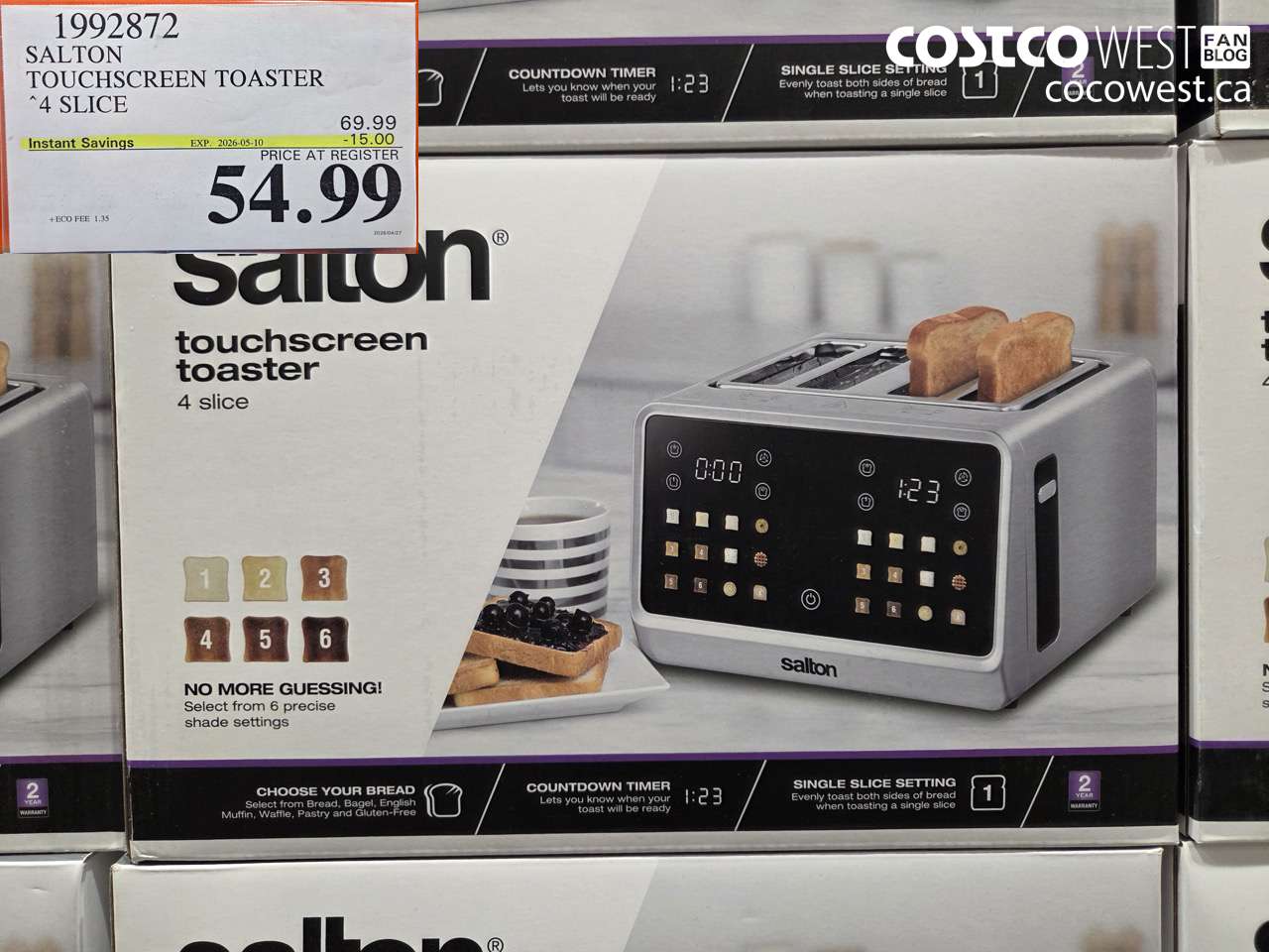 1992872 SALTON TOUCHSCREEN TOASTER 4 SLICE ($15.00 INSTANT SAVINGS EXPIRES ON 2026-05-10) $54.99