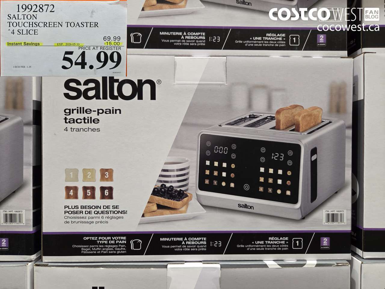 1992872 SALTON TOUCHSCREEN TOASTER 4 SLICE ($15.00 INSTANT SAVINGS EXPIRES ON 2026-05-10) $54.99