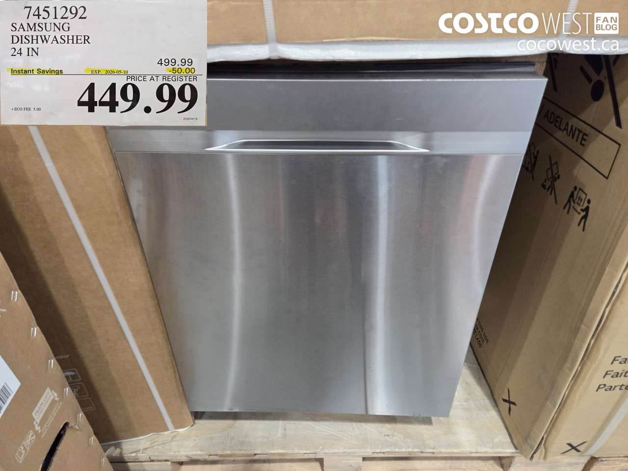 7451292 SAMSUNG DISHWASHER 24 IN ($50.00 INSTANT SAVINGS EXPIRES ON 2026-05-10) $449.99