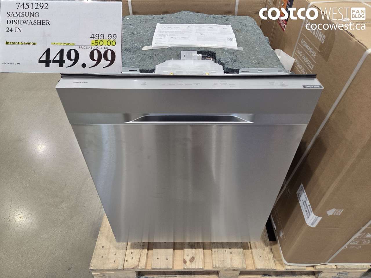 7451292 SAMSUNG DISHWASHER 24 IN ($50.00 INSTANT SAVINGS EXPIRES ON 2026-05-10) $449.99