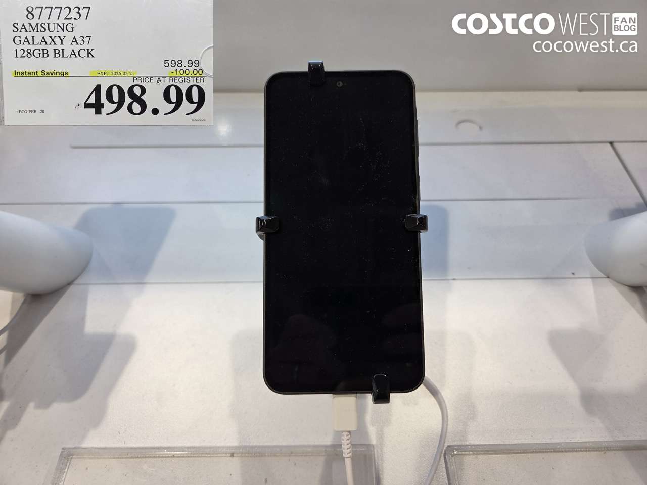 8777237 SAMSUNG GALAXY A37 128GB BLACK ($100.00 INSTANT SAVINGS EXPIRES ON 2026-05-21) $498.99