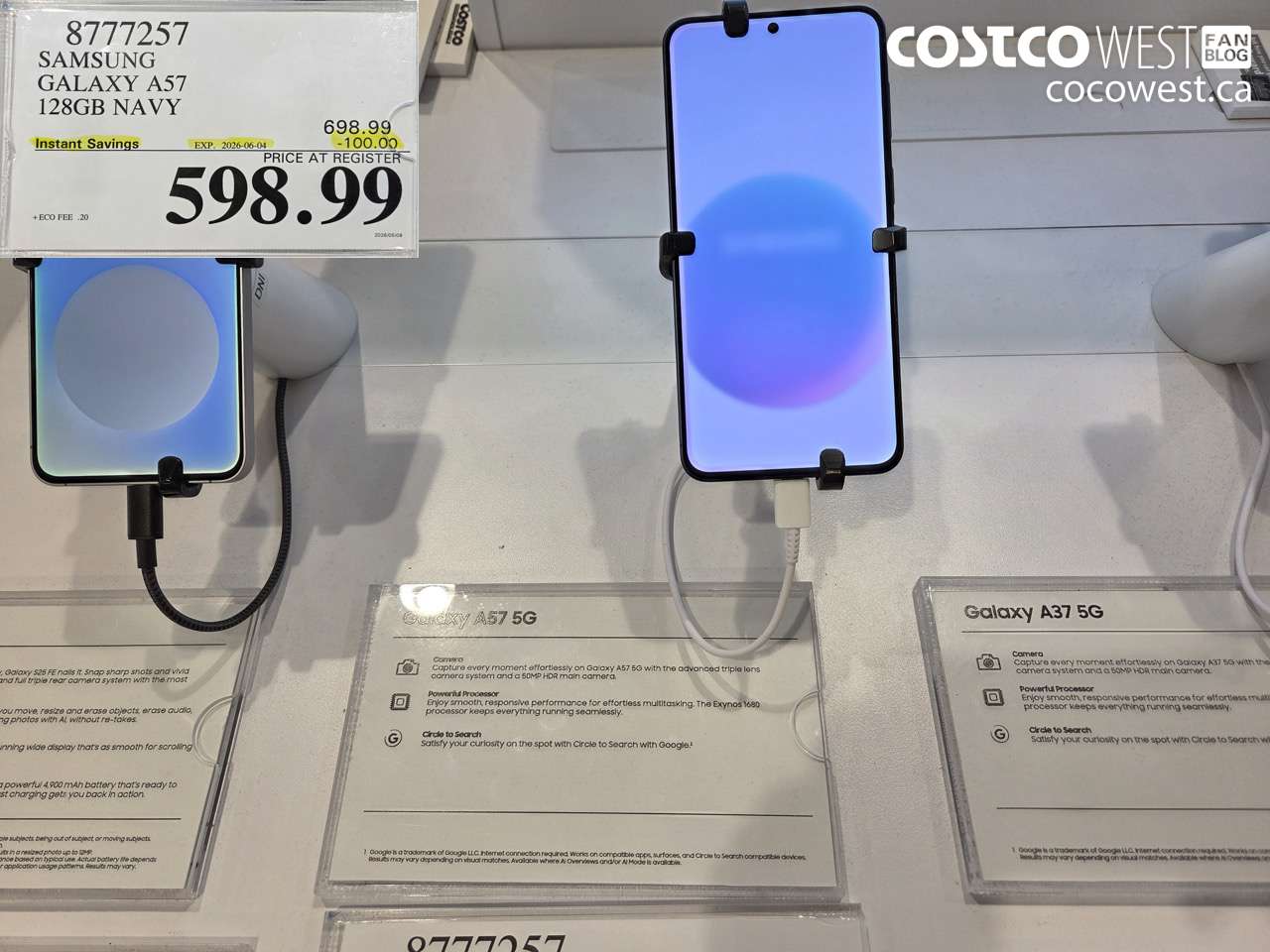 8777257 SAMSUNG GALAXY A57 128GB NAVY ($100.00 INSTANT SAVINGS EXPIRES ON 2026-06-04) $598.99
