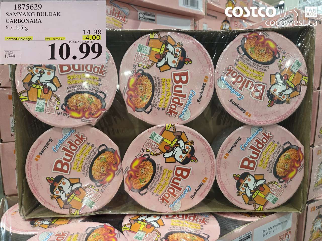 1875629 SAMYANG BULDAK CARBONARA 6 X 105 G ($4.00 INSTANT SAVINGS EXPIRES ON 2026-05-10) $10.99