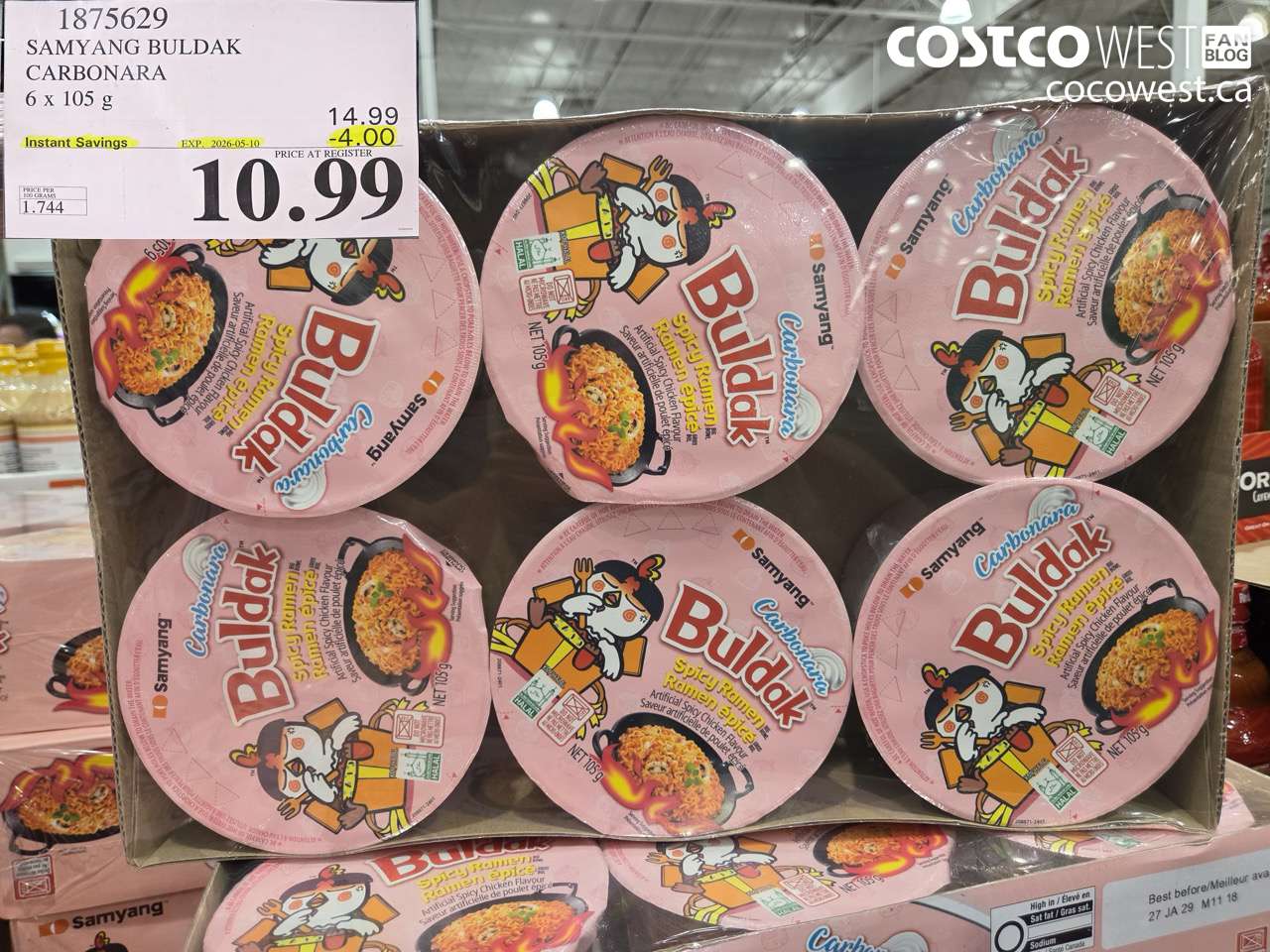 1875629 SAMYANG BULDAK CARBONARA 6 X 105 G ($4.00 INSTANT SAVINGS EXPIRES ON 2026-05-10) $10.99