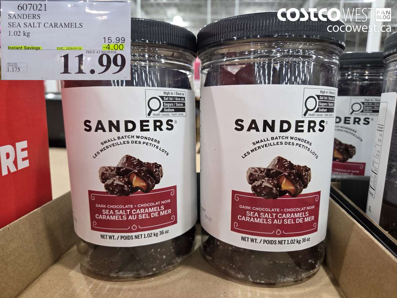 607021 SANDERS SEA SALT CARAMELS 1.02 KG ($4.00 INSTANT SAVINGS EXPIRES ON 2026-05-24) $11.99